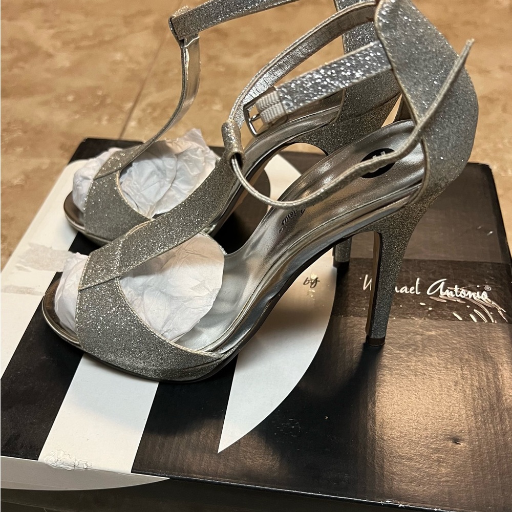 Michael Antonio Sparkling Silver Heels - image 2